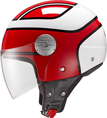 Givi H107FBRRD58 HPS 10.7 Mini-Jet-Helm Decor, Rot Weiß, XS