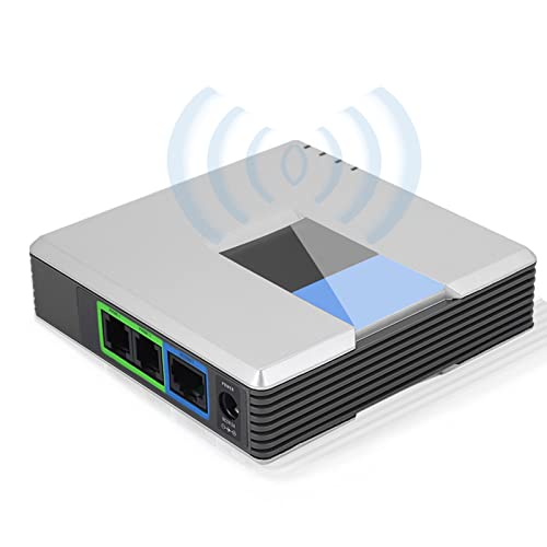 Zerone VOIP Gateway Dual Ports SIP V2 Protokoll Fax Internet Phone Adapter mit RJ 45 Kabel(EU-Stecker)