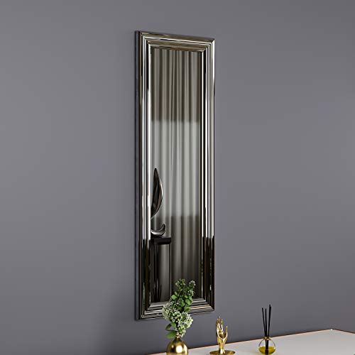 moebel17 5873 Boos Spiegel Wandspiegel Badspiegel Flurspiegel Kosmetikspiegel, Kunststoffrahmen, Silber, modern, 30 x 90 x 2,4 cm