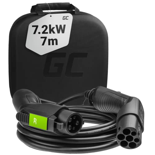 Green Cell® GC Type 1 Ladekabel für EV Elektroautos PHEV | 7,2kW | 32A | Typ 1 auf Typ 2 | 7 Meter | 1-Phase | Kompatibel mit Toyota Prius, FIAT 500, Nissan Leaf