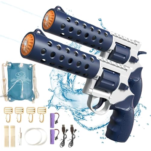 Elektrische Wasserpistole Pistole Wiederaufladbare automatische Wasserpistole,32ft Leistungsstarke Wasserpistole mit großer Reichweite,Geeignet FüR Pool Strand AktivitäTen Im Freien (2×Blau)