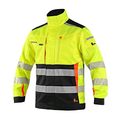 SAFETY Canis CXS Benson Arbeitsjacke Herren Cordura reflektierend Winddicht Warnjacke Monteurjacke Belüftung Reißverschlusstaschen leichte Jacke Schutzkleidung EN20471; Gelb; (48)