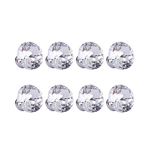 8 Kristall-Schrankknöpfe, Mini-Make-up-Box, Schmuck, Geschenkbox, Knöpfe, Einloch-Zuggriffe (Silber-Weiß)