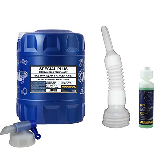 QR-Parts Set 20 Liter 85454107 MN7512-20 CT4503 5022 DIN61 MANNOL Scheibenreiniger Konzentrant 1:100 250ml 20L Motoröl 7512 Special Plus 10W-30 Auslaufhahn