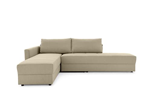 LOOKS by Wolfgang Joop Looks III Designer Sofa mit Boxspringfederung, Ecksofa mit Bettfunktion, beige, 287x229x77 cm
