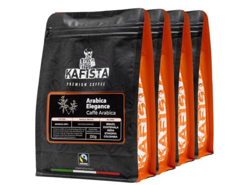 Kafista Premium Kaffee - Kaffeebohnen für Kaffeevollautomat und Espressomaschine aus Italien - Fairtrade - Spitzenkaffee - Barista Qualität (Arabica Elegance, 4x250g)