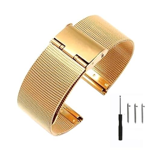 BOLEXA 22 mm 20 mm Schnellverschluss-Edelstahl-Uhrenarmband, magnetisches Smart-Armband mit Werkzeug (Color : Milanese Gold, Size : 22mm)