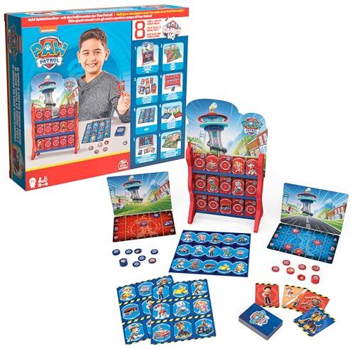 Paw Patrol, Spielesammlung mit Brettspielen für Kinder, Dame, Tic-Tac-Toe, Memory, Bingo, Nix da, Kartenspiele, Paw-Patrol-Spielzeug für Vorschulkinder