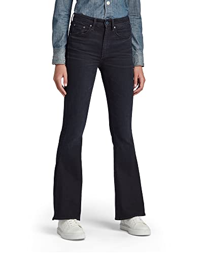 G-STAR RAW Damen 3301 High Waist Flare Jeans, Schwarz (Jet Black B472-A814), 26W / 32L