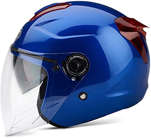 Erwachsener Motorradhelm mit Doppelvisier,Jet-Helm Chopper Cruiser Vintage Pilot Helmet,Bestehen Sie den Kollisionstest,um die Verkehrssicherheit zu Gewährleisten G,50-64CM