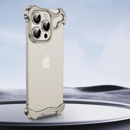 SAMEZA Randlose Handyhülle aus Aluminium und Metall für iPhone 12 13 14 15 Pro Max Plus, Objektivschutzfolie, Hohle, kühlende Anti-Drop-Hülle, grau, für iPhone 12 Promax