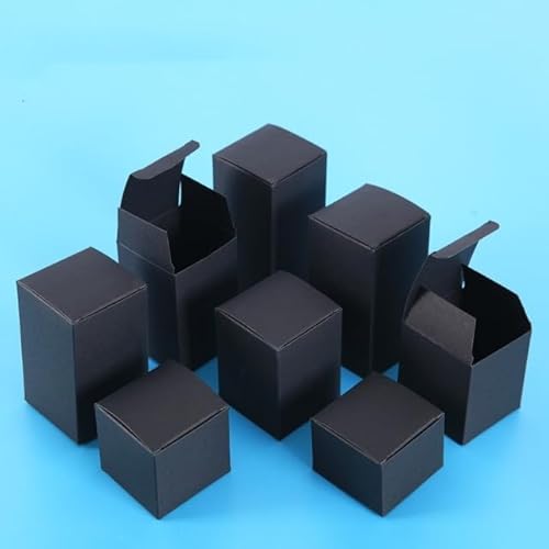 10 Stück kleine Papierkartons, braun, Kraft, weiß, schwarz, rot, Verpackungsbox für handgemachte Seife, Schmuck, Süßigkeitenboxen, Schwarz, 7 x 7 x 8 cm