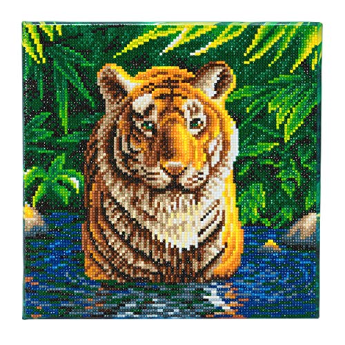CRYSTAL ART CAK-A74 Tiger-Pool, Kristallkunst 30x30cm Framed Kits, Multicolor