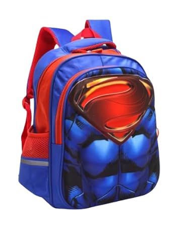 MAGIC SELECT Superman Schulrucksack 38 cm. Superhelden-Kinderrucksack mit 3D-Cartoon-Design mit ABS-Reißverschluss, 2 Fächern. Schulmaterial für Jungen und Mädchen.