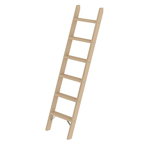 PROREGAL Stufen-Anlegeleiter Holz ohne Traverse | 6 Stufen | Leiter, Teleskopleiter, Trittleiter, Bockleiter, Sprossen-Doppelleiter