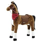 Sweety Toys 7455 Plüsch Stehpferd " Sicherheit ! " CHIKO Plüsch stabiles robustes XXL Riesenpferd Höhe 130 cm Pferd Reitpferd CHOCOLATE mit Stahlunterbau KEINE STYROPORFORM- sehr robust , KEIN Wackeln