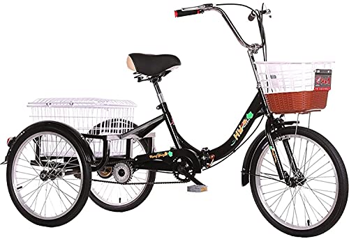 UYSELA Outdoor-Sportroller-Dreirad Für Erwachsene, Dreirad Für Erwachsene Mit 3 Rädern, Dreirad Für Erwachsene Mit Drei Rädern Für Senioren Und Frauen, Familien-Gemüsekorb-Auto, Arbeitskraft, Menschli