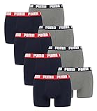 PUMA 8 er Pack Boxer Boxershorts Men Herren Unterhose Pant Unterwäsche, Farbe:036 - Blue/Grey Melange, Bekleidungsgröße:S