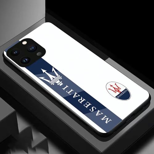 NDMUS Rundumschutz Handyhülle, für Maserati Stilvolles Auto-Emblem-Erscheinungsbild Dünn Full Body Protection Stoßfest, für,iPhone 15 pro max case