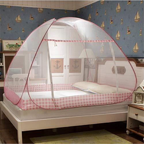 LMWB Pop Up Moskitonetz, Einfache Installation, keine Chemikalien, feinmaschig, für Outdoor-Camping im Schlafzimmer-Pink-einzelne Tür_150cm