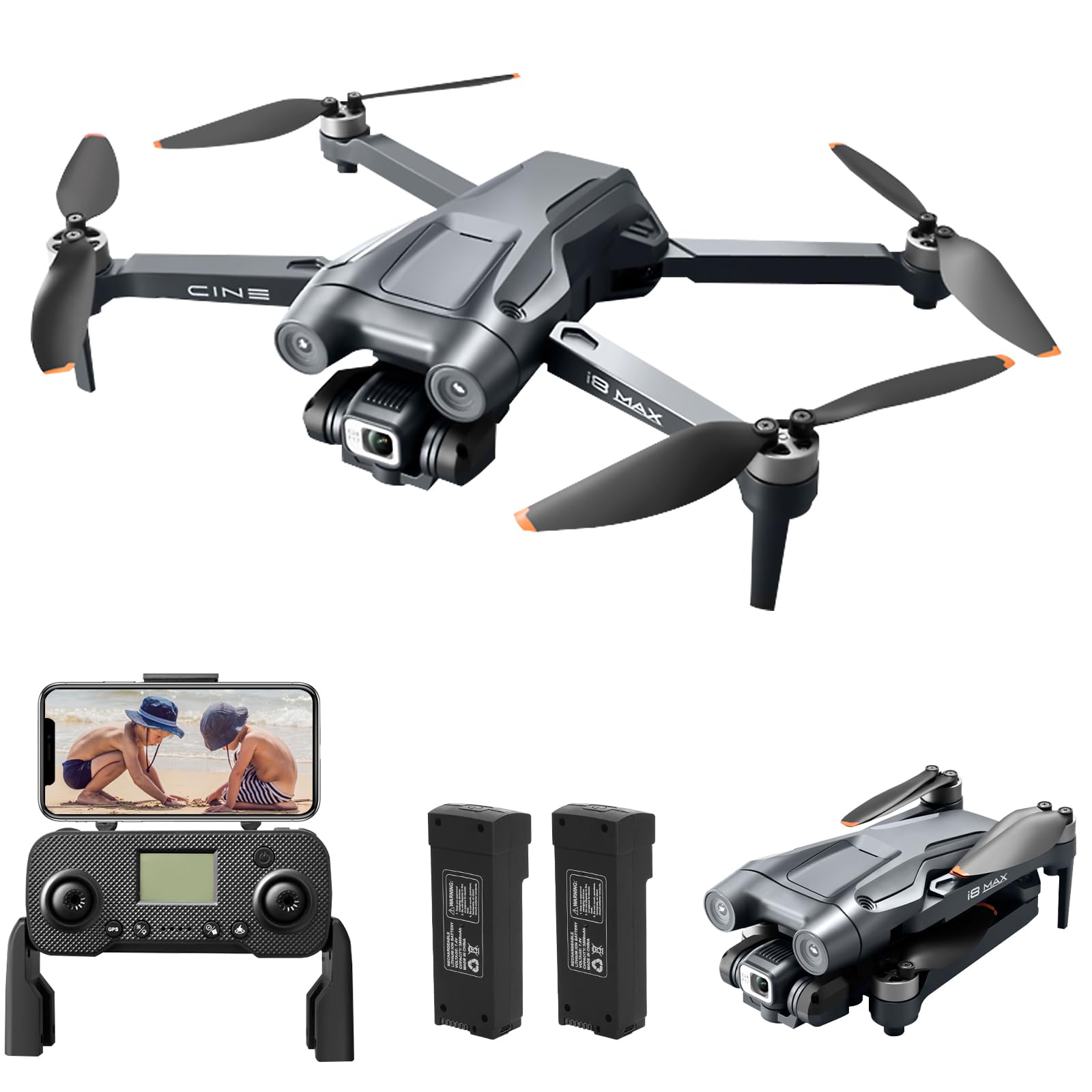 GPS Drohne mit Kamera 4K, RC Drohne Quadrocopter, Auto Rückkehr, Bürstenlos Motor, 5G WLAN Bildübertragung, Kreisflug, Höhenhaltung, Headless Modus, 50 Min. Flugzeit (i8 MAX Schwarz)