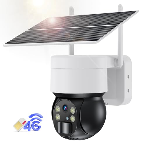 Ankway 4G Überwachungskamera Aussen Akku mit Solarpanel - 2K 3MP Kamera überwachung Aussen Kabellose mit Farbige Nachtsicht, 2,4GHz WLAN, PIR Bewegungsmelder, 355°/90° Pan Tilt, 2-Wege-Audio, IP66