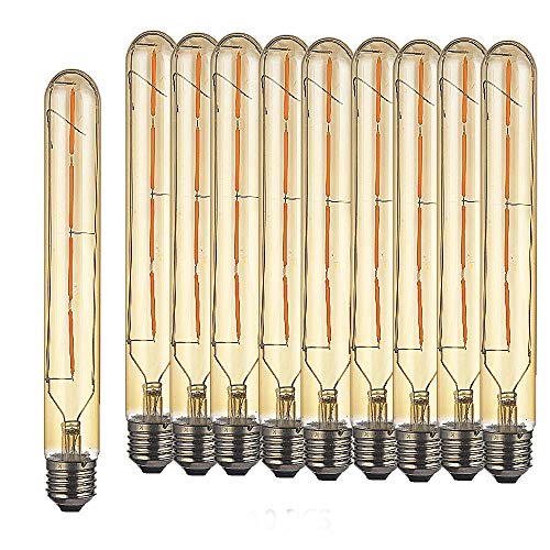 OUGEER 10er Edison Vintage Röhrenlampe E27 4W T30-225 Reagenzglas Flöte Glühlampe Rohr,AC 220-240V,E27 T30 LED Filament Glühbirne Warmweiß(2300K)