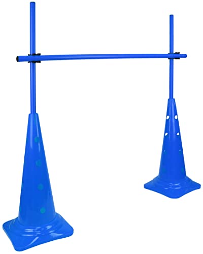 SPORTKEL24 Kombi-Kegel 50-Hürdenset – Stangen 100 cm – Training der Sprungkraft & Koordination – Pylonen-Hürde – Agility-Hürde für Fußball, Leichtathletik & Hundesport (Blau)