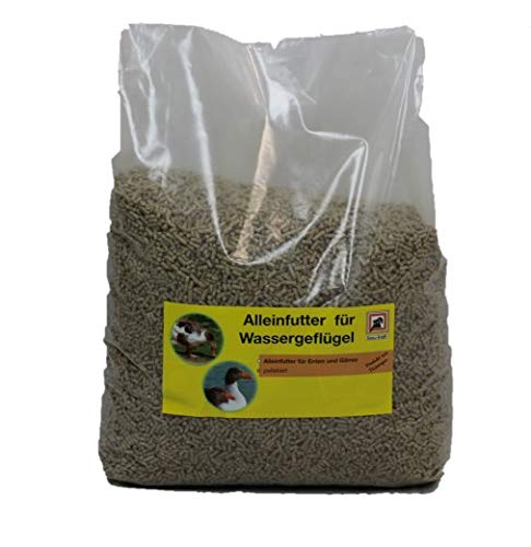 BASU Wassergeflügel-Pellets 7 kg - pelletiertes Alleinfutter für Enten und Gänse Gerste Weizen Mais Luzerne