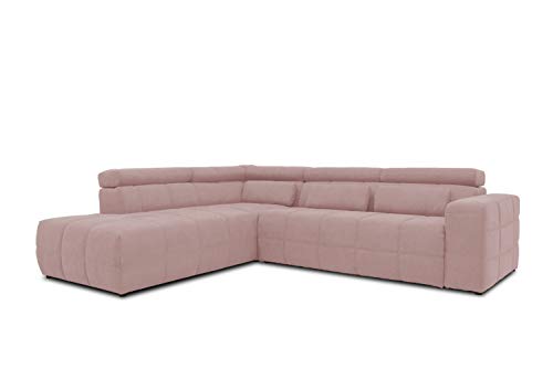 DOMO collection Brandon Ecksofa, Sofa mit Rückenfunktion in L-Form, Polsterecke, Eckgarnitur, rosa, 278 x 175 x 80 cm