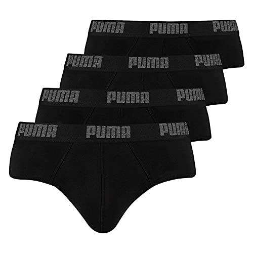Puma Herren Slips Briefs Unterhosen ohne Eingriff 4er Pack (M, black)