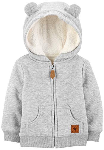 Simple Joys by Carter's Hooded Sweater Jacket With Sherpa Lining Fleece-Jacke grau 12 Months , 1 er-Pack