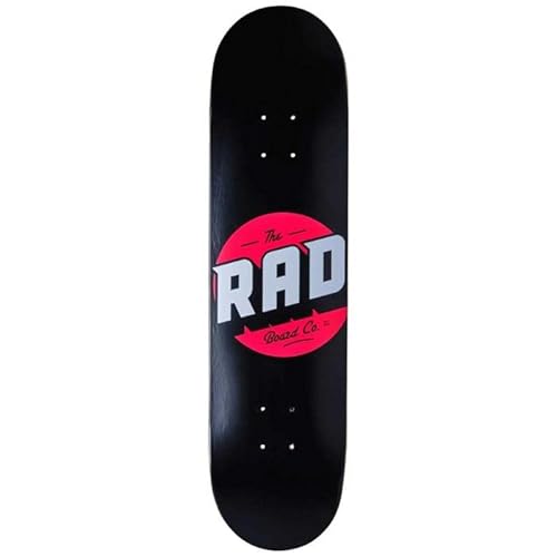 RAD Unisex – Erwachsene Solid Logo Skateboard, Schwarz/Rot, 8"