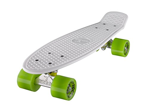 Ridge Skateboard 55 cm Mini Cruiser Retro Stil In M Rollen Komplett U Fertig Montiert Weiss Grün