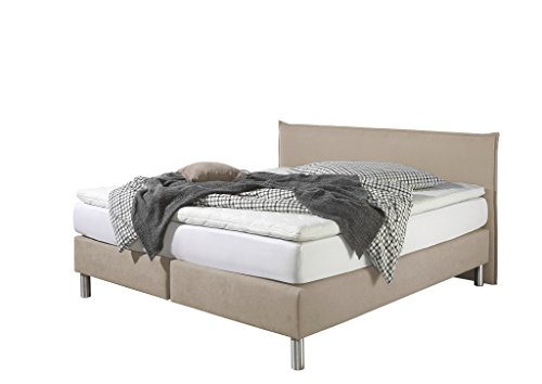 Maintal Boxspringbett Point, 200 x 200 cm, Stoff, Bonellfederkern Matratze h2, Creme