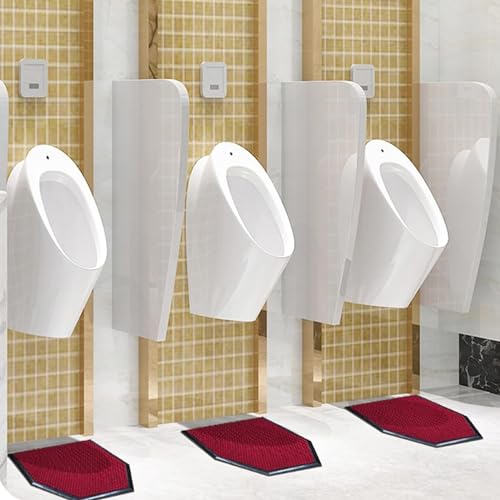 MTNBHH 2 Stück rutschfeste Boden-Urinalmatten, Urinal-Bodenmatten, Urinal-PIPI-Pads, rutschfeste Gummiunterseite, waschbar, for Schultoiletten/Öffentlich/Büro/heiß (Color : Red)