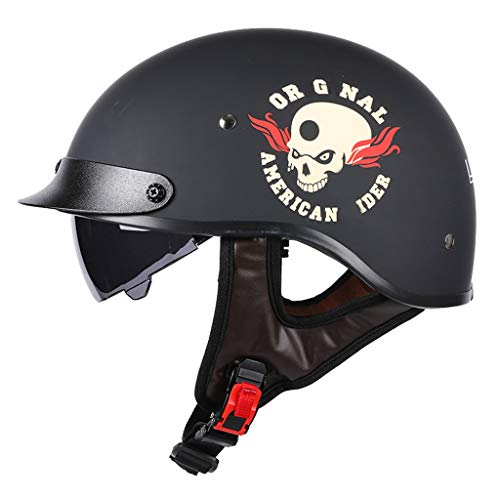 GAOZ Retro Motorradhelm Travel Jet Helm Halbhelm Retro Harley Motorrad Cruiser Chopper Skateboard Pilot Helm Leichter Motorradhelm für Damen und Herren DOT/ECE-Zertifizierter (M/L/XL/XXL)