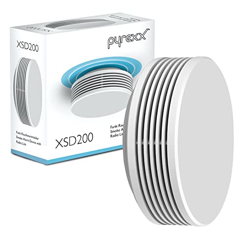 Pyrexx XSD200 Funk - Rauchwarnmelder 12 Jahre Batterie mit Magnet-Halterung ohne Bohren und LED-Blinken, Zertifiziert nach Q-Label, Weiß, 4er Set