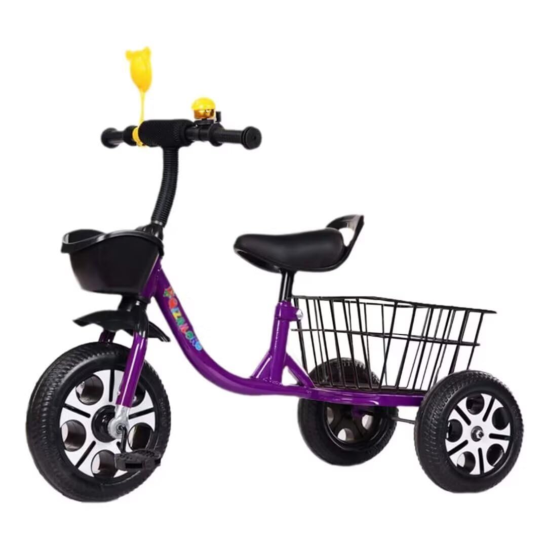 Dreiräder für Kleinkinder mit Ablagekorb hinten, stabile Pedaldreiräder für 2–5 Jahre, Kinderdreiräder mit höhenverstellbarem Sattel, Schaumstoffräder, Laufrad mit 3 Rädern