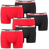 6 er Pack Levis Boxer Brief Boxershorts Men Herren Unterhose Pant Unterwäsche, Farbe:786 - Red/Black, Bekleidungsgröße:M