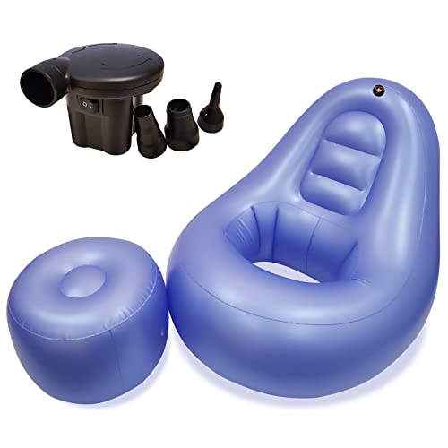 IP1CK4U Pearl Blue BBL Aufblasbarer Stuhl mit Luftpumpe für Erholung nach Po-Operationen, Sitzen, Schlafen, Schwangerschaft und Entspannung, ohne Kompromisse bei Ergebnissen (mit Ottomane)