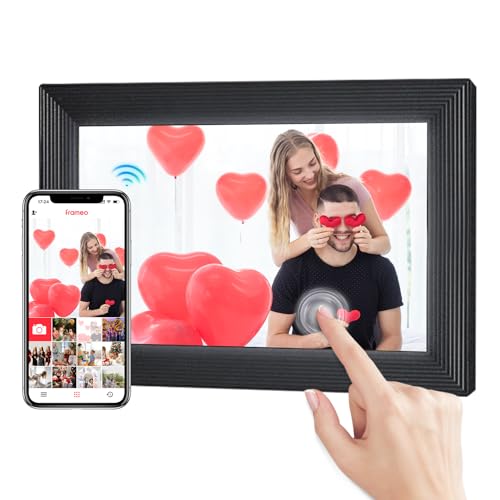 Moman WF11T Digitaler Bilderrahmen mit IPS-Touchscreen, 32 GB, automatische Drehung, Teilen Sie Fotos und Videos mit der App, Familie und Freunde