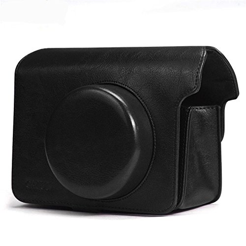 Kameratasche für Fujifilm Polaroid Instax Wide 300 Vintage Sofortbildkamera, PU-Leder, Schwarz