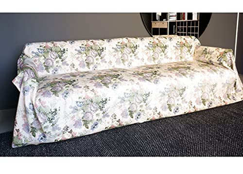 BIANCHERIAWEB Granfoulard Überwurf 260 x 280 cm, Tagesdecke aus 100% Baumwolle, hergestellt in Italien, Sofaüberwurf oder Tagesdecke für 2-Doppelbett, Muster Gobelin