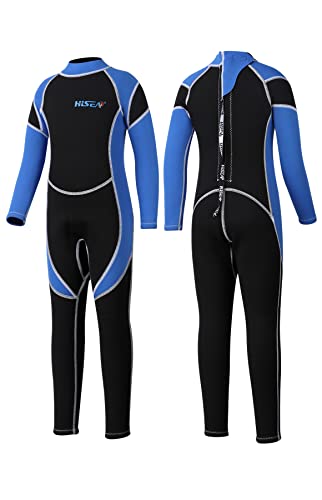 Yikayin Neoprenanzug für Kinder, einteilig, 2,5 mm, für Schwimmen, Tauchen, Schnorcheln, Surfen, 5–6 Jahre, Blau