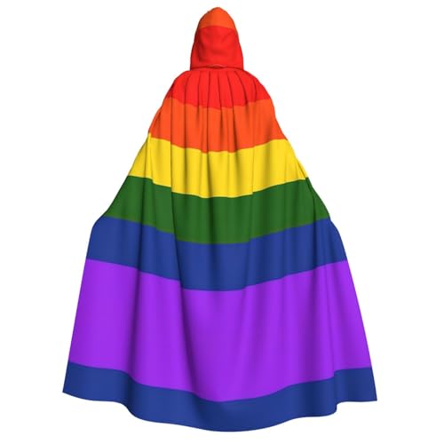 WURTON Regenbogen-Flaggen-Druck, Unisex, Erwachsene, Kapuzenumhang, Halloween, Weihnachten, Cosplay, Party, großer Umhang für Damen und Herren