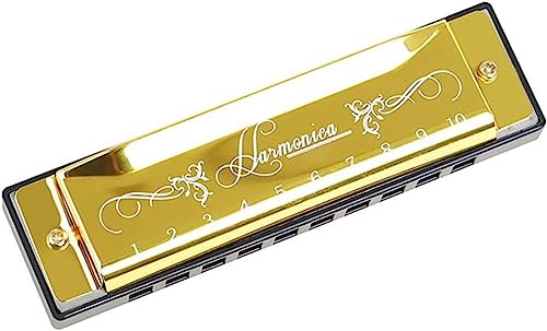 Mundharmonika, Harfe Mundharmonika, 10 Löcher Mundharmonika Mund Erwachsene Orgel 20 Töne Musikinstrument for Anfänger (Farbe: Silber) (Farbe: Bk) (Farbe: Bk) (Color : Onecolor)