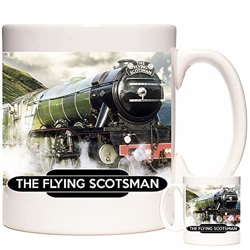 Tasse mit Dampflokomotiv, The Flying Scotsman. Keramik-Geschenktasse