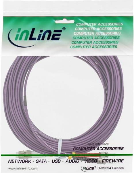 InLine 88518P LWL Duplex Kabel, LC/ST, OM4, 25m Lila