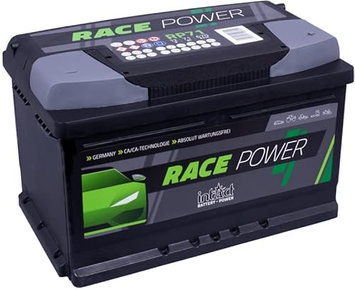 intAct Autobatterie 12V 71Ah 670A, 15% mehr Startleistung, Race-Power RP71, wartungsfreie PKW Starterbatterie, Maße: 278x175x175mm, Blei-Säure-Batterie in Erstausrüsterqualität